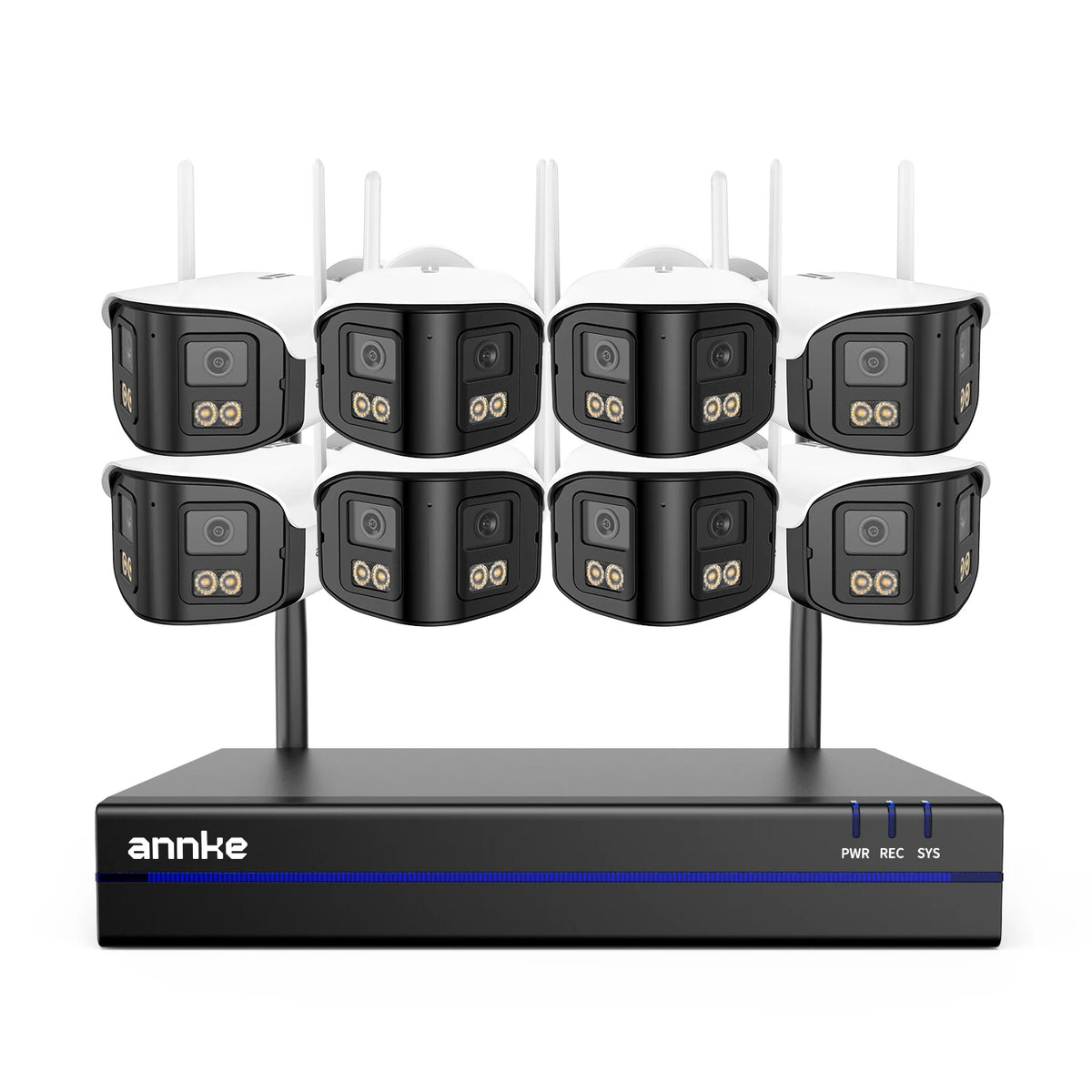 ANNKE 4MP Wireless Security System 16CH NVR 2/4/6/8PCS 4MP Wifi security camera Two Way Audio 170° Dual Lens poe cameras outdoor