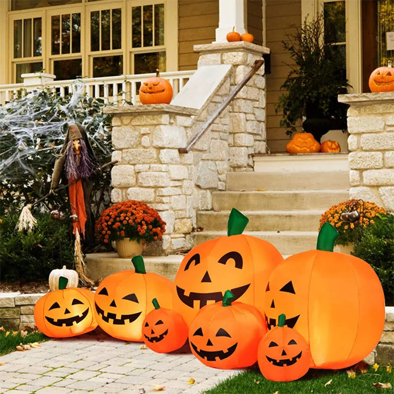 230cm 7pcs Inflatable Halloween Pumpkin Outdoor Garden Decoration Blowing Up Toys with LED Lights Christmas Gift Halloween Decor
