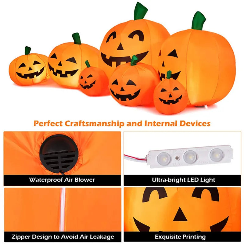 230cm 7pcs Inflatable Halloween Pumpkin Outdoor Garden Decoration Blowing Up Toys with LED Lights Christmas Gift Halloween Decor