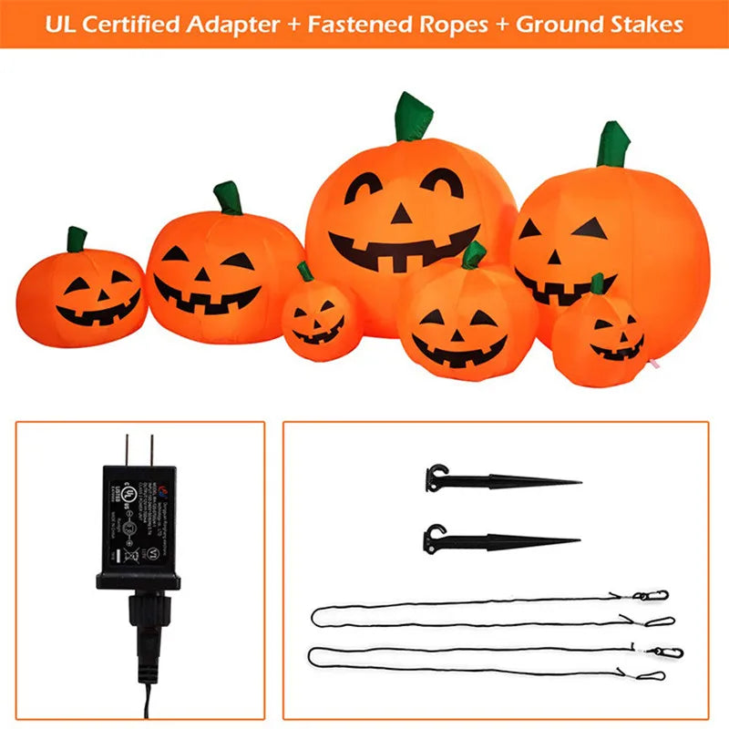 230cm 7pcs Inflatable Halloween Pumpkin Outdoor Garden Decoration Blowing Up Toys with LED Lights Christmas Gift Halloween Decor