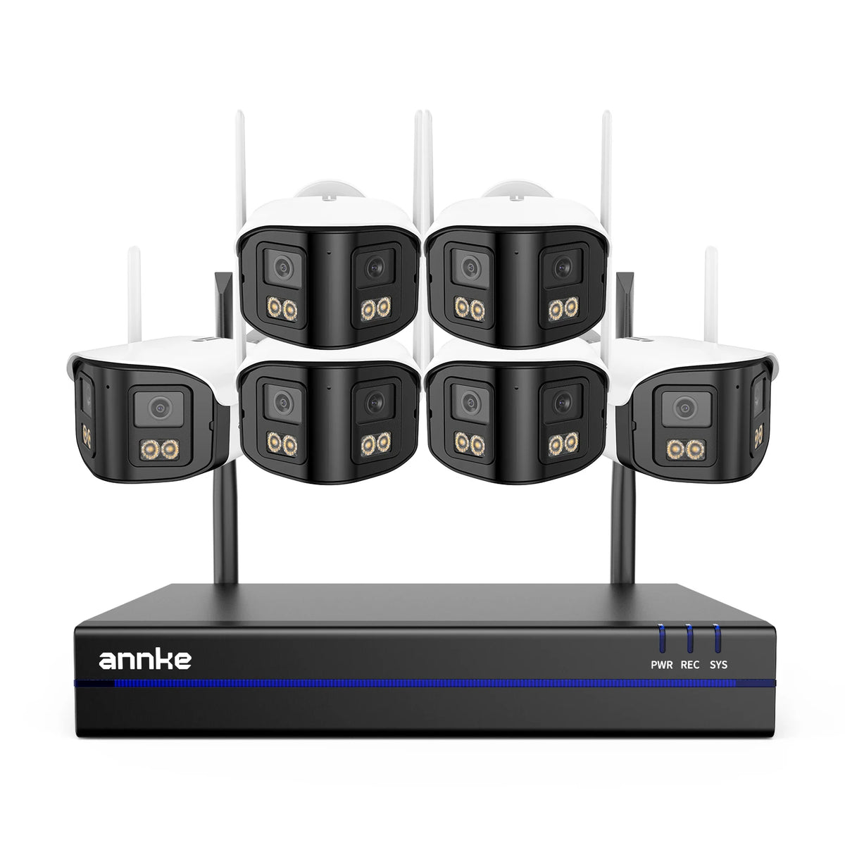 ANNKE 4MP Wireless Security System 16CH NVR 2/4/6/8PCS 4MP Wifi security camera Two Way Audio 170° Dual Lens poe cameras outdoor