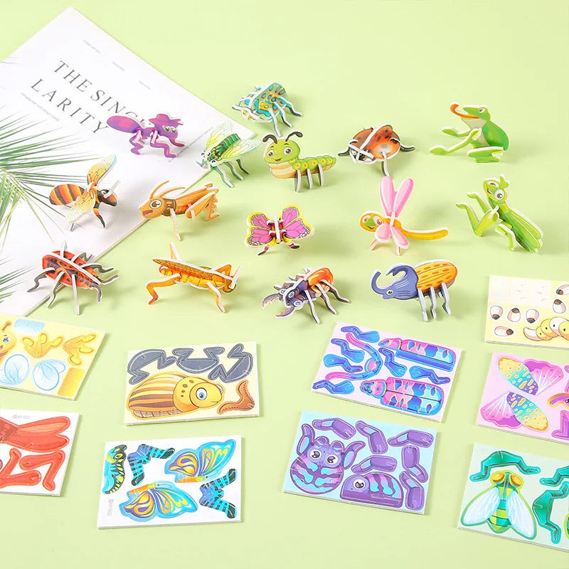 30pcs 3D Fun Mini Animal Dinosaur DIY Paper Jigsaw Puzzles for Birthday Party Favors Kindergarten Rewards Pinata Filler Gift