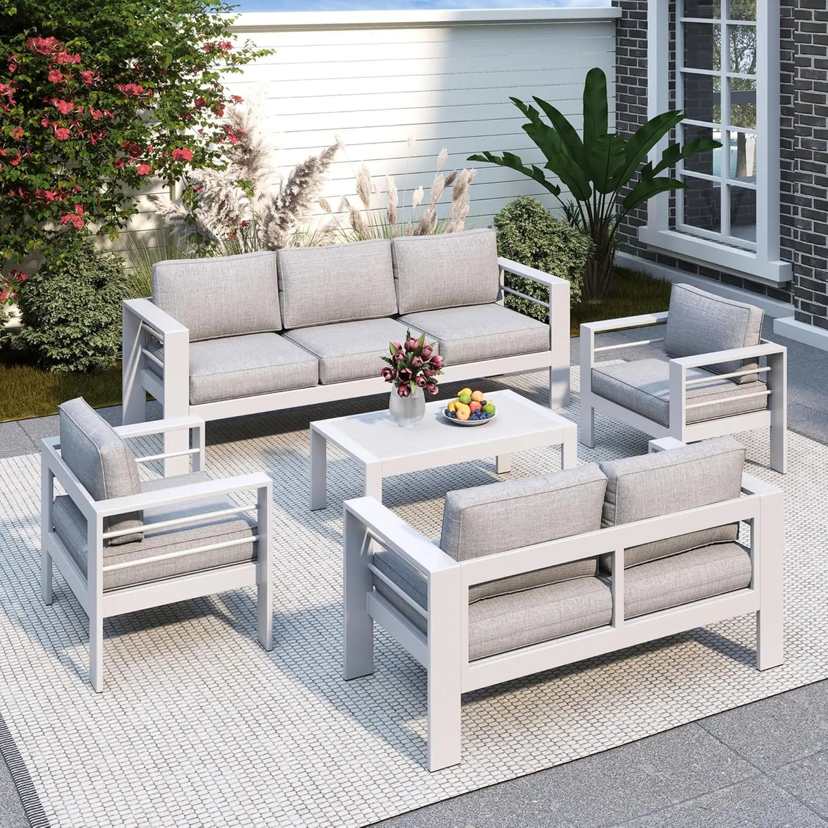 Aluminum Patio Furniture Set for All Weather, Oversized Metal Outdoor Furniture Set with 27.5" Deep Seating and, Customized