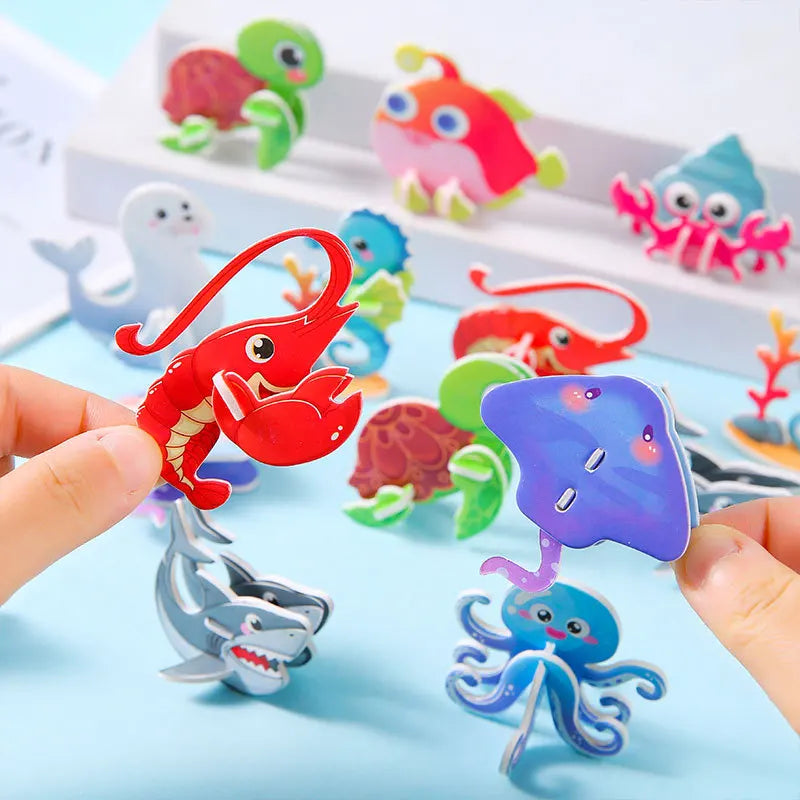 30pcs 3D Fun Mini Animal Dinosaur DIY Paper Jigsaw Puzzles for Birthday Party Favors Kindergarten Rewards Pinata Filler Gift