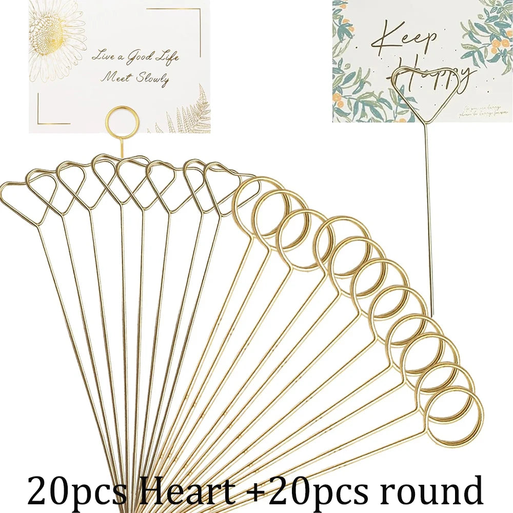 20-100Pcs Floral Card Holder Picks Metal Wire Place Card Holder Picture Holders Photo Stick Clip Floral Picks for Wedding Party