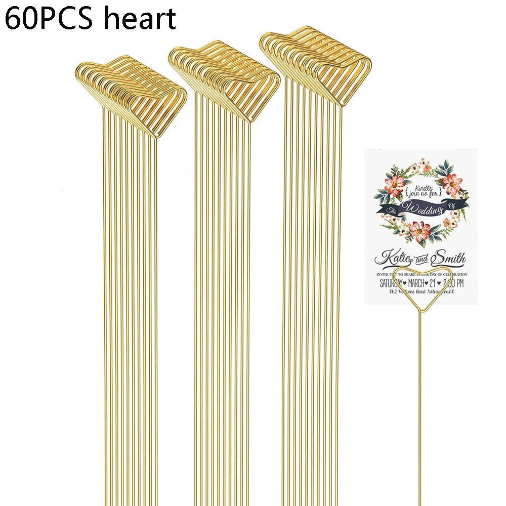 20-100Pcs Floral Card Holder Picks Metal Wire Place Card Holder Picture Holders Photo Stick Clip Floral Picks for Wedding Party