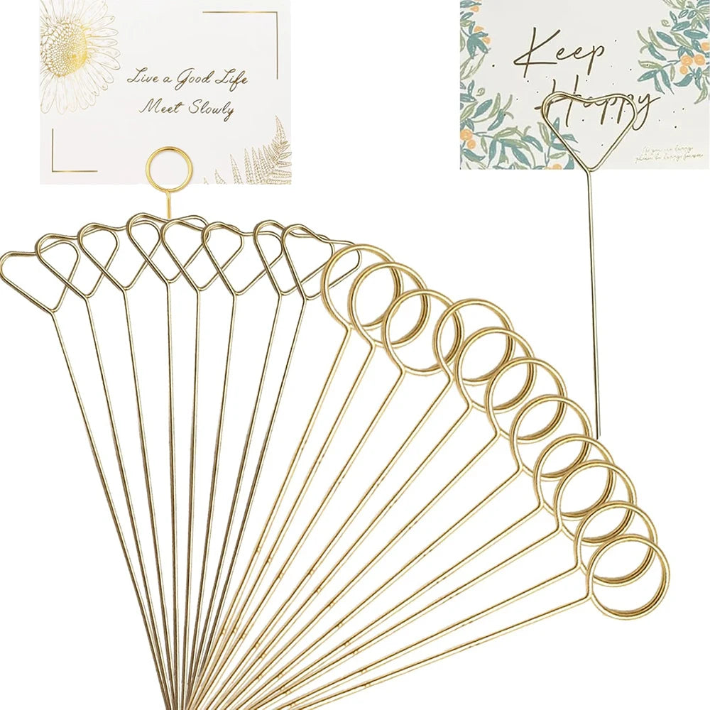 20-100Pcs Floral Card Holder Picks Metal Wire Place Card Holder Picture Holders Photo Stick Clip Floral Picks for Wedding Party