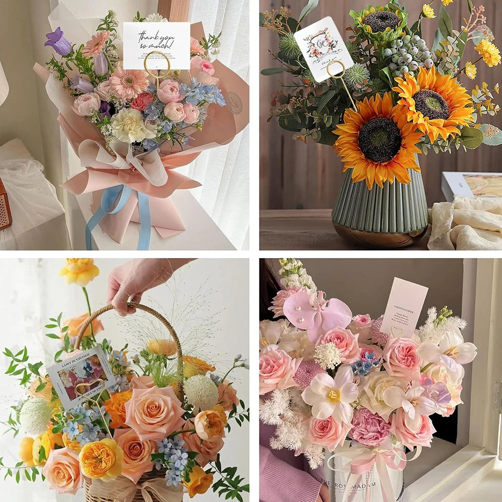 20-100Pcs Floral Card Holder Picks Metal Wire Place Card Holder Picture Holders Photo Stick Clip Floral Picks for Wedding Party
