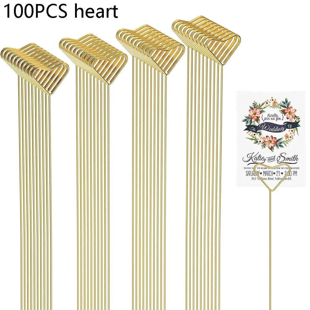 20-100Pcs Floral Card Holder Picks Metal Wire Place Card Holder Picture Holders Photo Stick Clip Floral Picks for Wedding Party