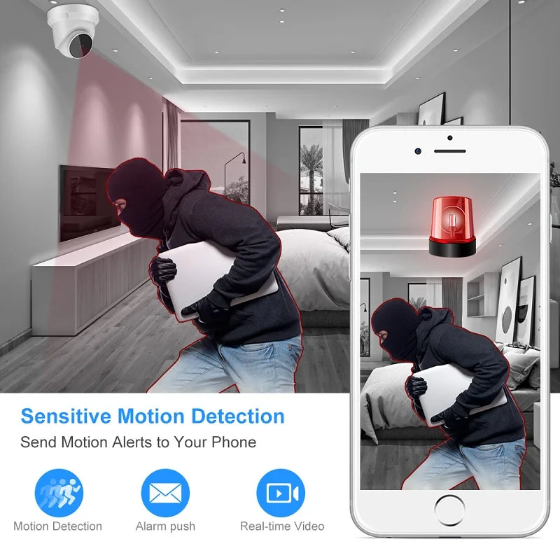 V380 Pro App 3MP WiFi Camera 10x Zoom Smart Home Security Night Vision Indoor Celling Mount CCTV Dome Camera
