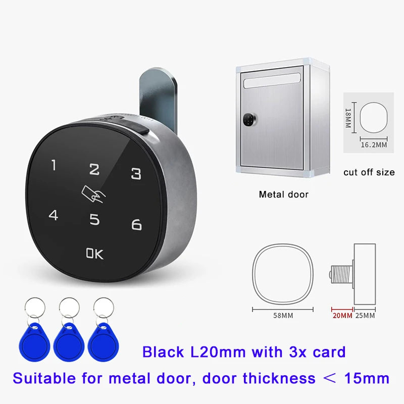 Keyless Touch Keypad Password Digital RFID IC Card Electric Cabinet Drawer Locker Clockwise Unlock