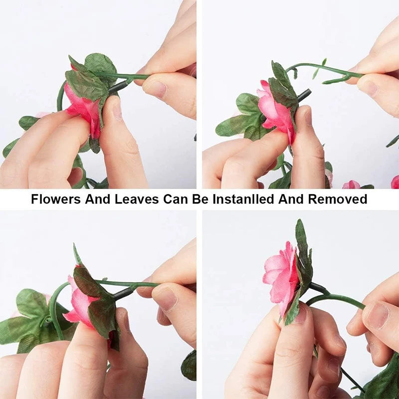 250CM Artificial Rose Flowers for Wedding Home Room Decoration Autumn Garden Outdoor Arch Christmas Rattan DIY Fake Plants Vine