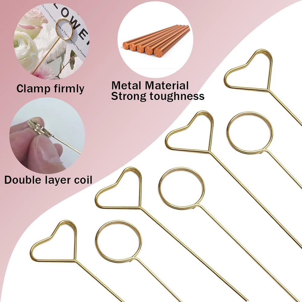 20-100Pcs Floral Card Holder Picks Metal Wire Place Card Holder Picture Holders Photo Stick Clip Floral Picks for Wedding Party