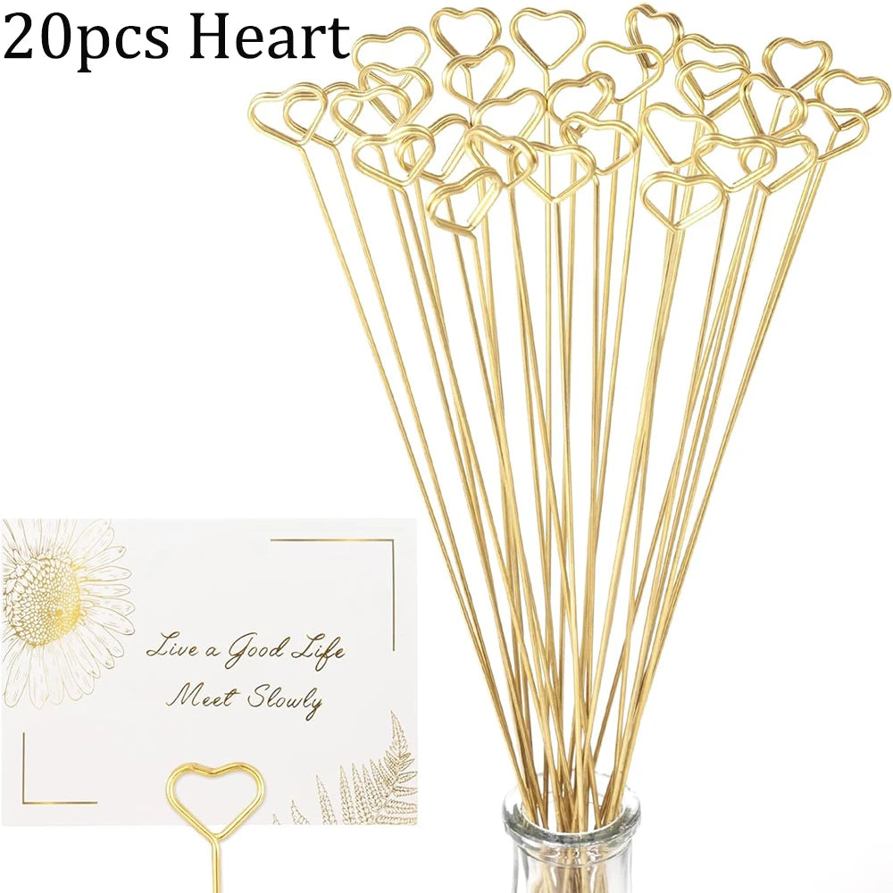20-100Pcs Floral Card Holder Picks Metal Wire Place Card Holder Picture Holders Photo Stick Clip Floral Picks for Wedding Party