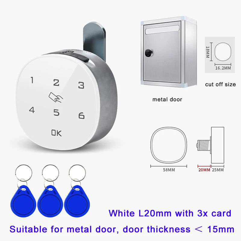 Keyless Touch Keypad Password Digital RFID IC Card Electric Cabinet Drawer Locker Clockwise Unlock