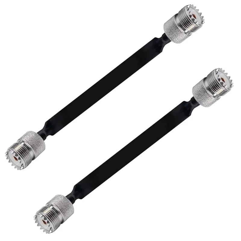 2 Pack 40Cm RF Coaxial Cable Window/Door Pass Through Flat Cable, SO239 UHF Female To UHF Female,50 Ohm