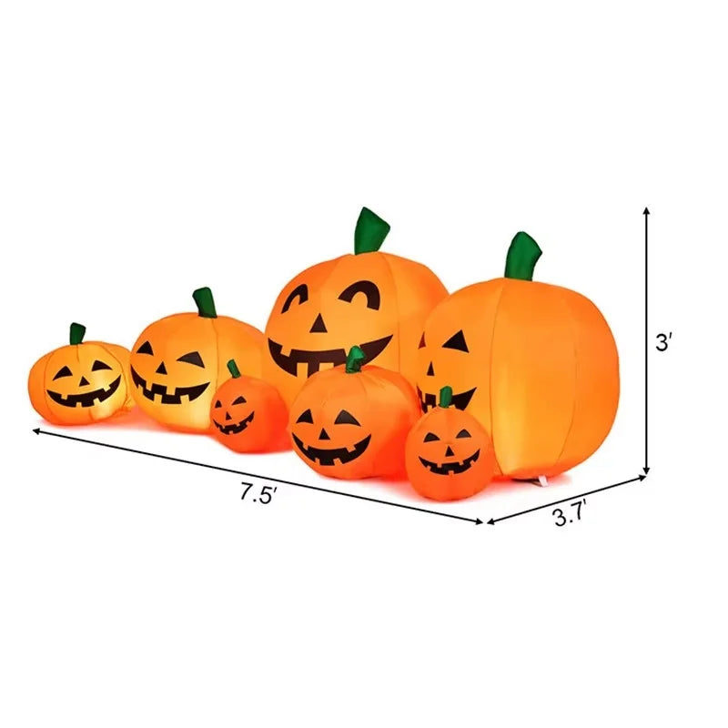 230cm 7pcs Inflatable Halloween Pumpkin Outdoor Garden Decoration Blowing Up Toys with LED Lights Christmas Gift Halloween Decor