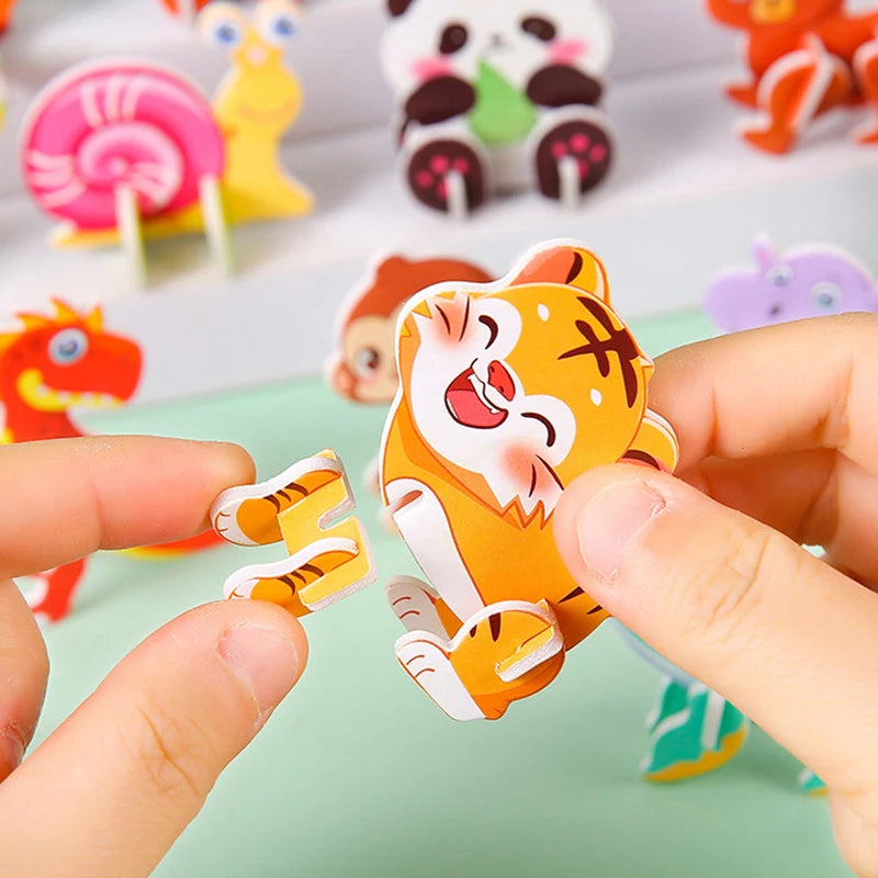 30pcs 3D Fun Mini Animal Dinosaur DIY Paper Jigsaw Puzzles for Birthday Party Favors Kindergarten Rewards Pinata Filler Gift