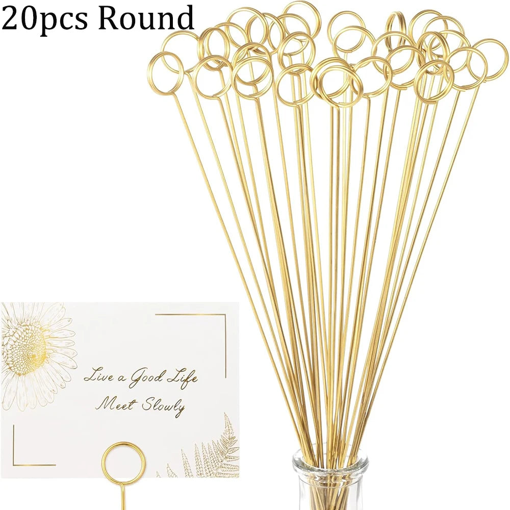 20-100Pcs Floral Card Holder Picks Metal Wire Place Card Holder Picture Holders Photo Stick Clip Floral Picks for Wedding Party