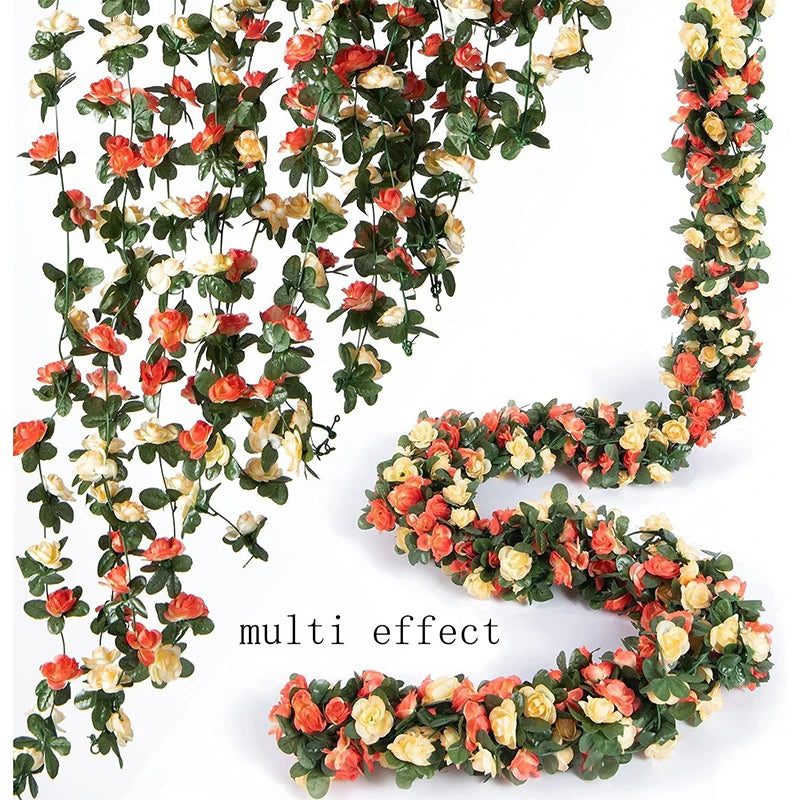 250CM Artificial Rose Flowers for Wedding Home Room Decoration Autumn Garden Outdoor Arch Christmas Rattan DIY Fake Plants Vine