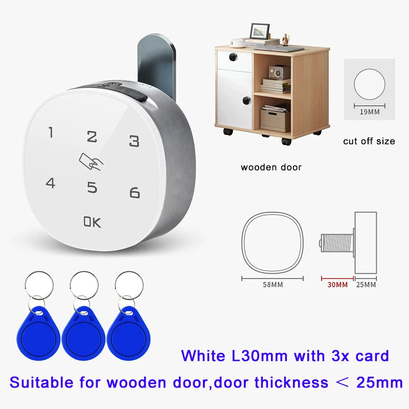 Keyless Touch Keypad Password Digital RFID IC Card Electric Cabinet Drawer Locker Clockwise Unlock